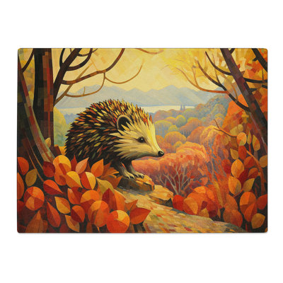 Hedgehog Art Deco  Glass Chopping Board