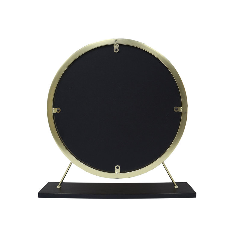 Radikha Round Mirror, Black/Brass