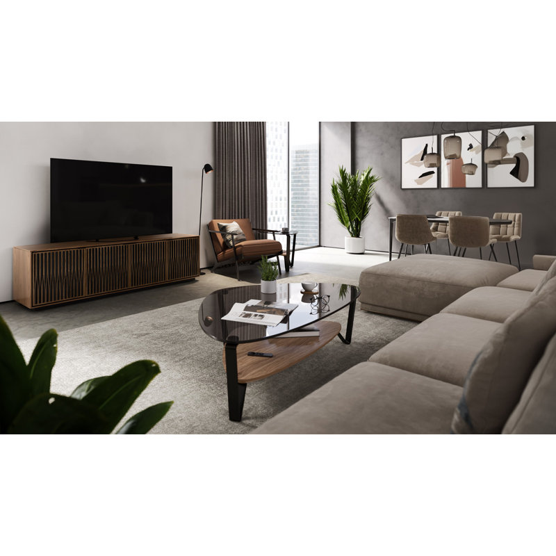 Elements - Cabinet with Rolling Plinth Base - Tune Door, Natural Walnut
