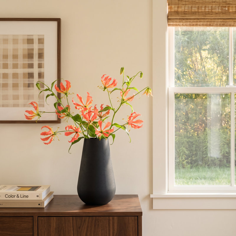 Brockton Black 14'' Metal Table Vase