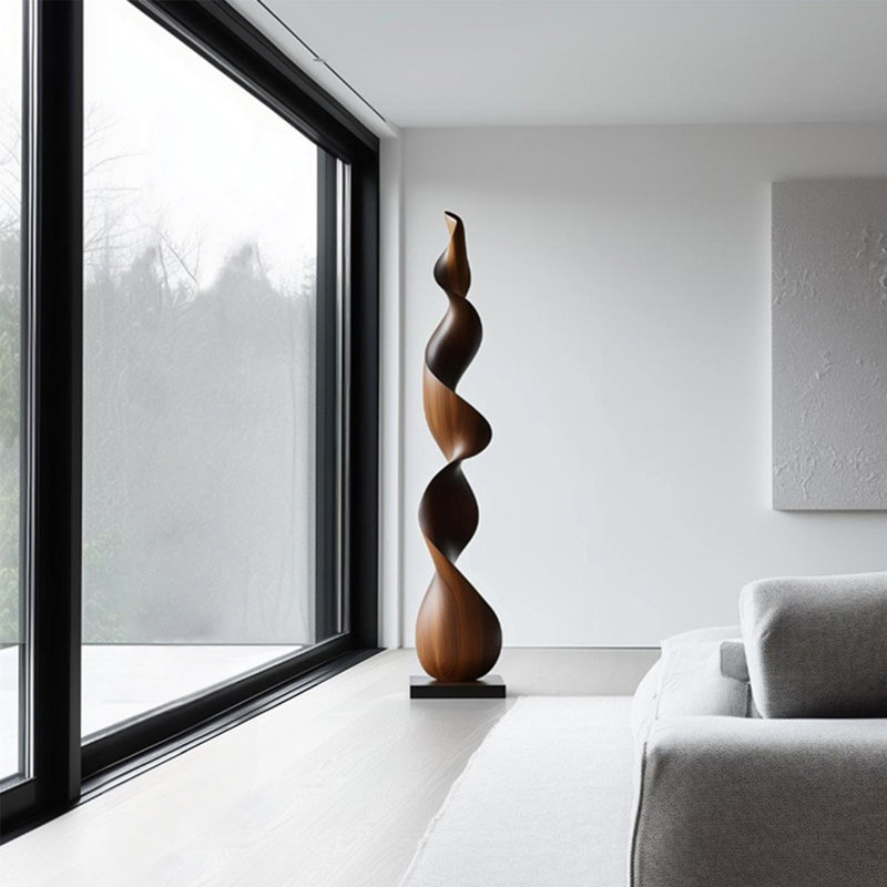 Brown Free Form Solid Wood Decorative Object