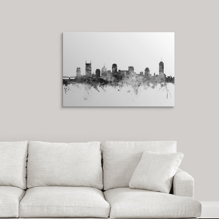 «Nashville Tennessee Skyline» par Francy, impression, H 16 po x l 24 po x P 1,5 po, Toile