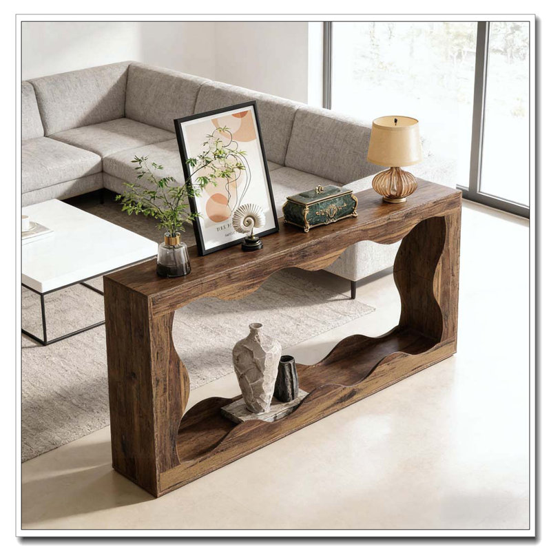 Modern Style Entryway Table, Rustic Brown