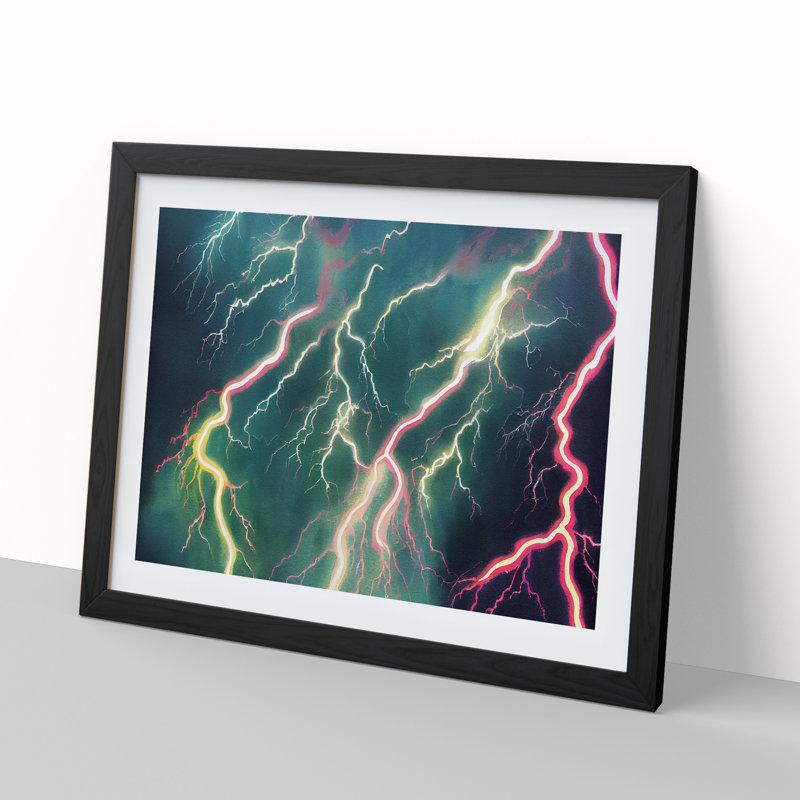 Evolving Lightning Bolt - Framed Print, Black, 34cm H x 46cm W x 2cm D