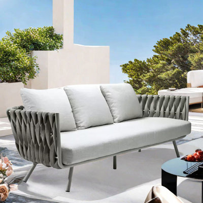 Aharon 73.23'' Wide Rectangle Patio Sofa with Cushions
