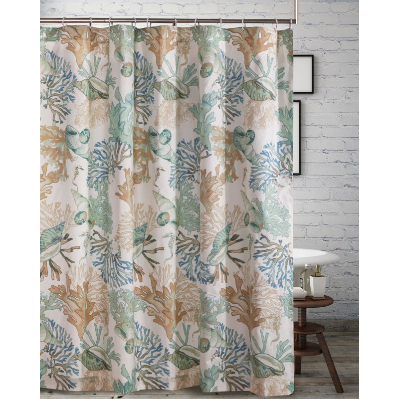 Atlantis Seashell Single Shower Curtain, Jade