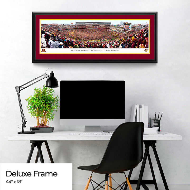 NCAA Minnesota Football Celebration Panoramic Print, 18" H x 44" W x 0.88" D, Black Floater Framed