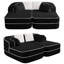 Canapé 77,2 po en tissu Teddy sans assemblage avec double chaises, canapé-lit 32D haute densité en éponge, sensation de nuage moelleux, couleur contrastante et design symétrique-725094868