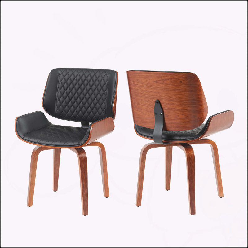 Chaise de salle à manger moderne Mid-Century, Noyer, Noir