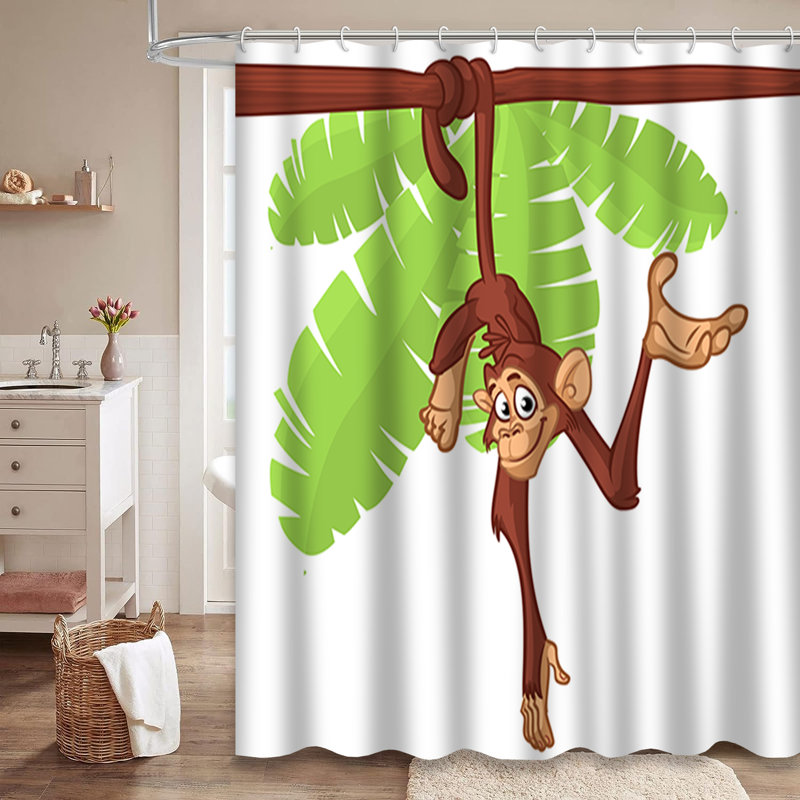 Mignon rideau de douche à suspendre en bois avec 12 crochets, L 72 po x l 78 po