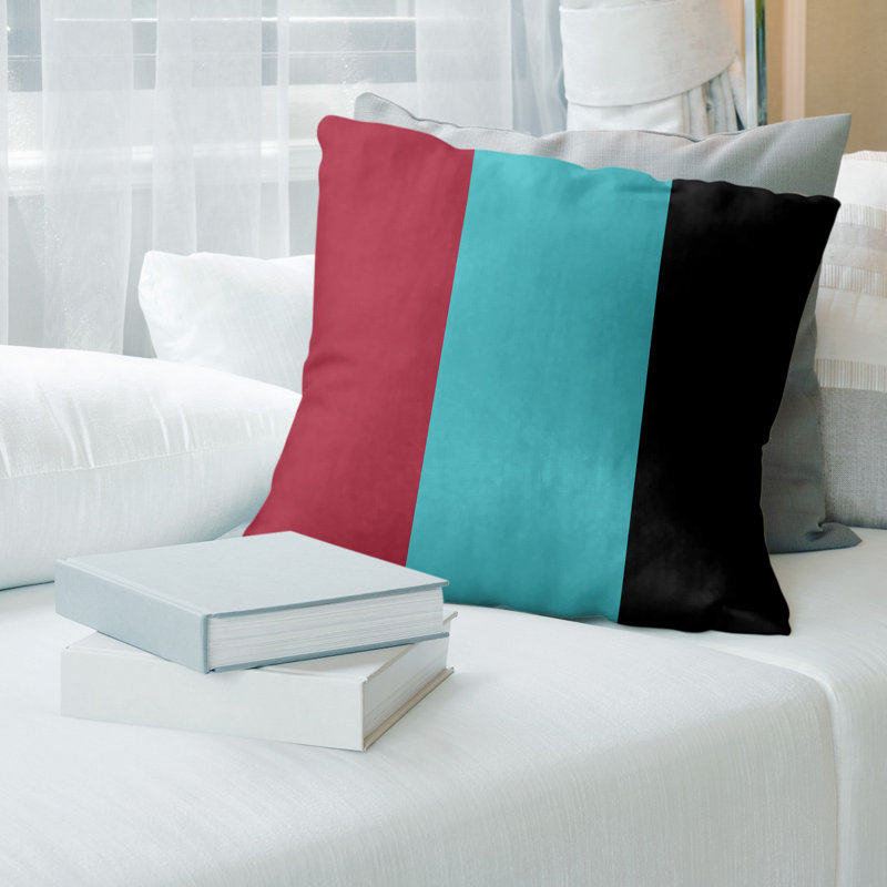 Coussin en lin rayé Arizona baseball, 16 po x 1 po, Noir / Rouge, Polyester/ Bourre en polyester