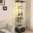 Quick - Build Black Tempered Glass Display Cabinet With 13 Colour Led Lights, 4 Shelf 1 Door For Living And Bedroom Storage In Small Spaces Installation Bookshelf Drawer Lighting, Space Home-1333544147