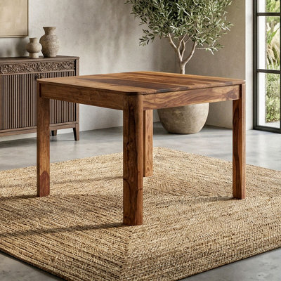 Sheesham Dining Table with Wood Base