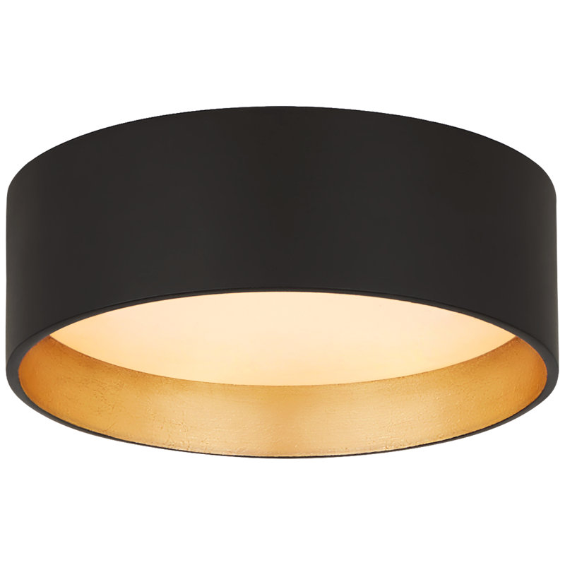 Shaw 1 - Light LED Flush Mount, Matte Black/Gold, 3.75" H x 17" W x 17" D