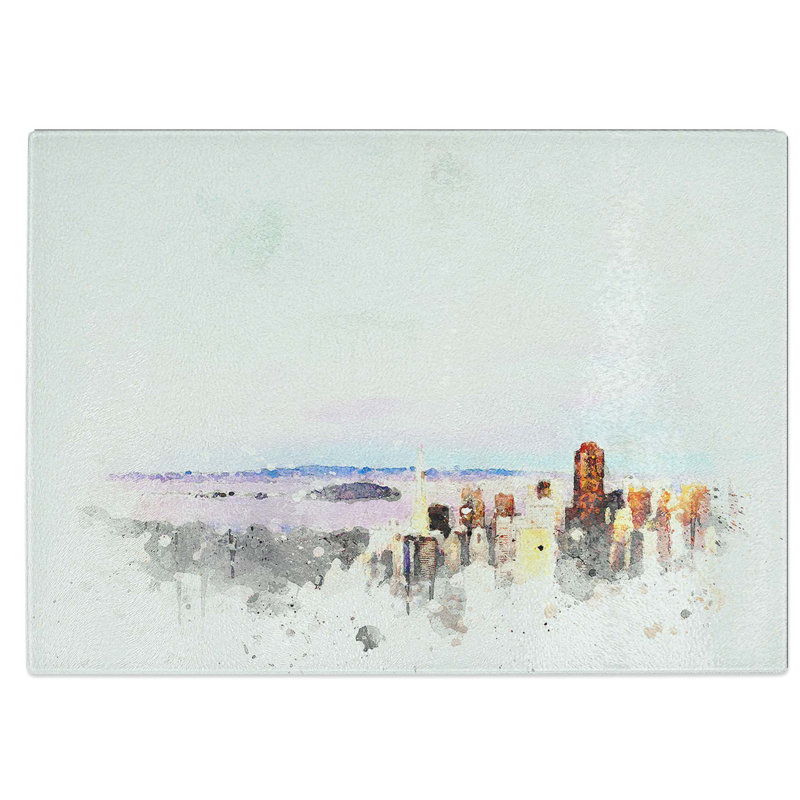 Tempered Glass San Francisco Under a Sky Chopping Board, 28.5 cm W x 20 cm L