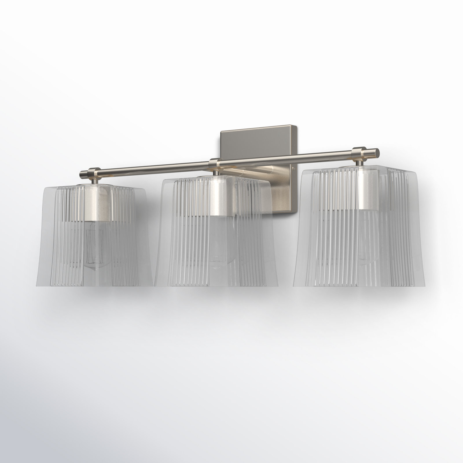 Kayda 3 Light Ribbed Dimmable Vanity Light, Brushed Nickel