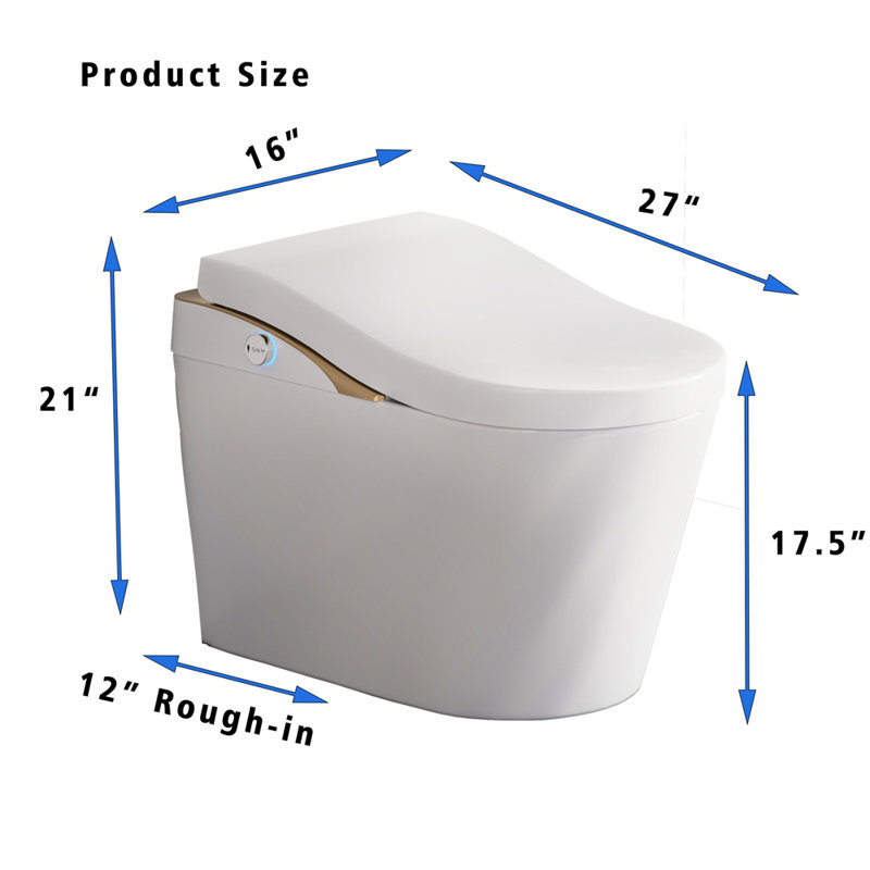 Toilette moderne et intelligente avec bidet, chasse d'eau automatique, ouverture / fermeture automatique, siège chauffant, eau chaude et sèche, fonction de bouclier en mousse blanche