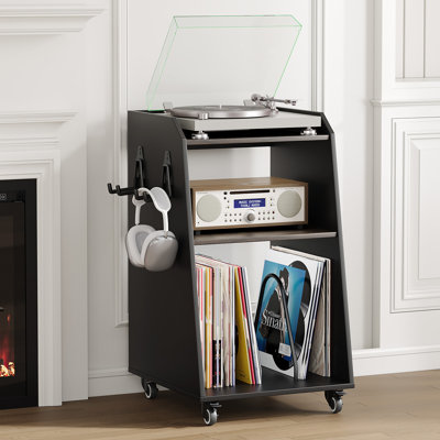Record Player Stand With Storage For Bedroom,Living Room,Office,Turntable Stand Table With Open Storage, Audio Rack