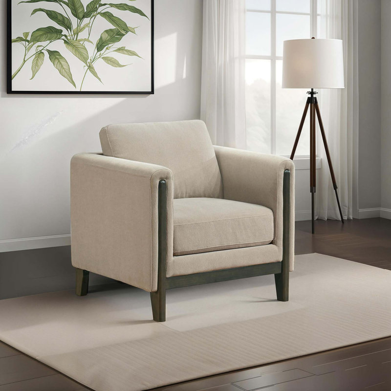 Chaise d'appoint rembourrée à panneau avec coussins réversibles