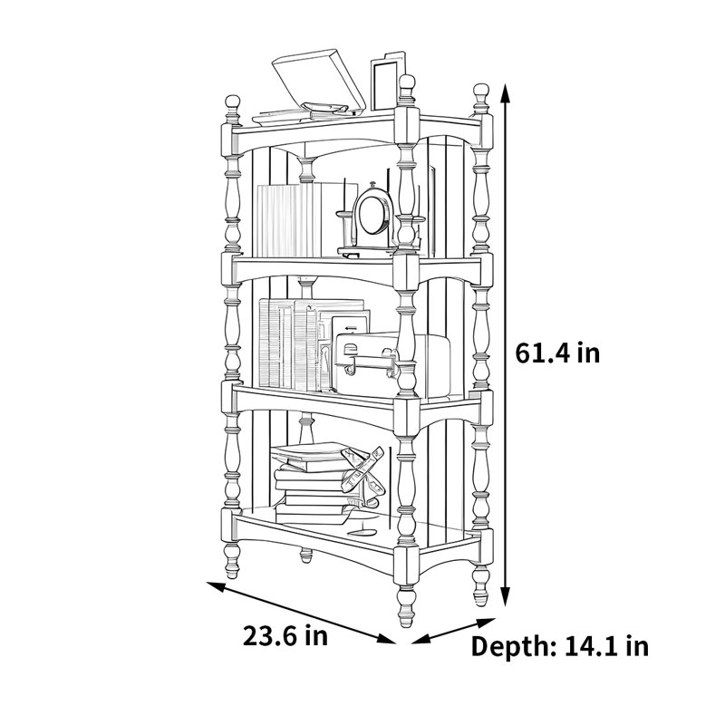 Bibliothèque pratique haut de gamme, Brun, (4 tablettes) H 61,4 po x l 23,6 po x P 14,1 po