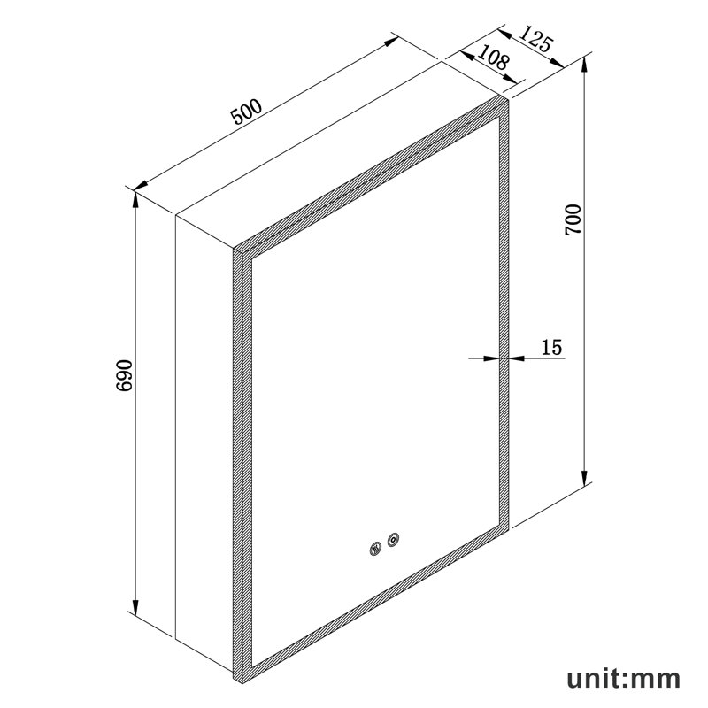 50mm W 70mm H Medicine Cabinet Mirror 3 Adjustable