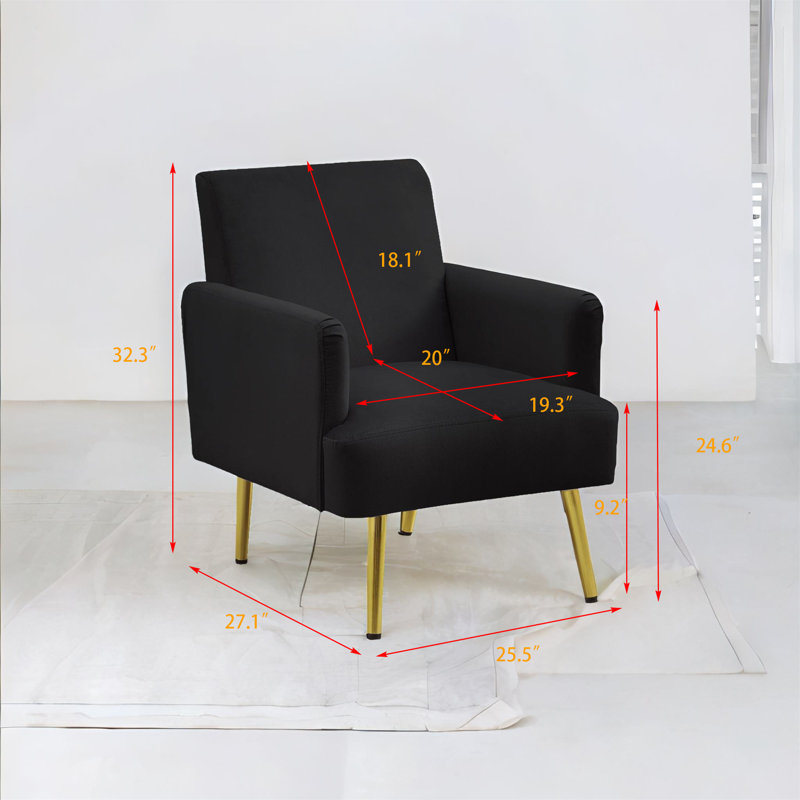 Fauteuil de 25,5 po Mareen, Noir