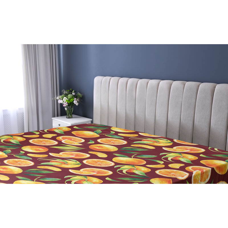 Drap-housse Ambesonne agrume motif mandarine rétro vert forêt, Drap-housse très grand californien