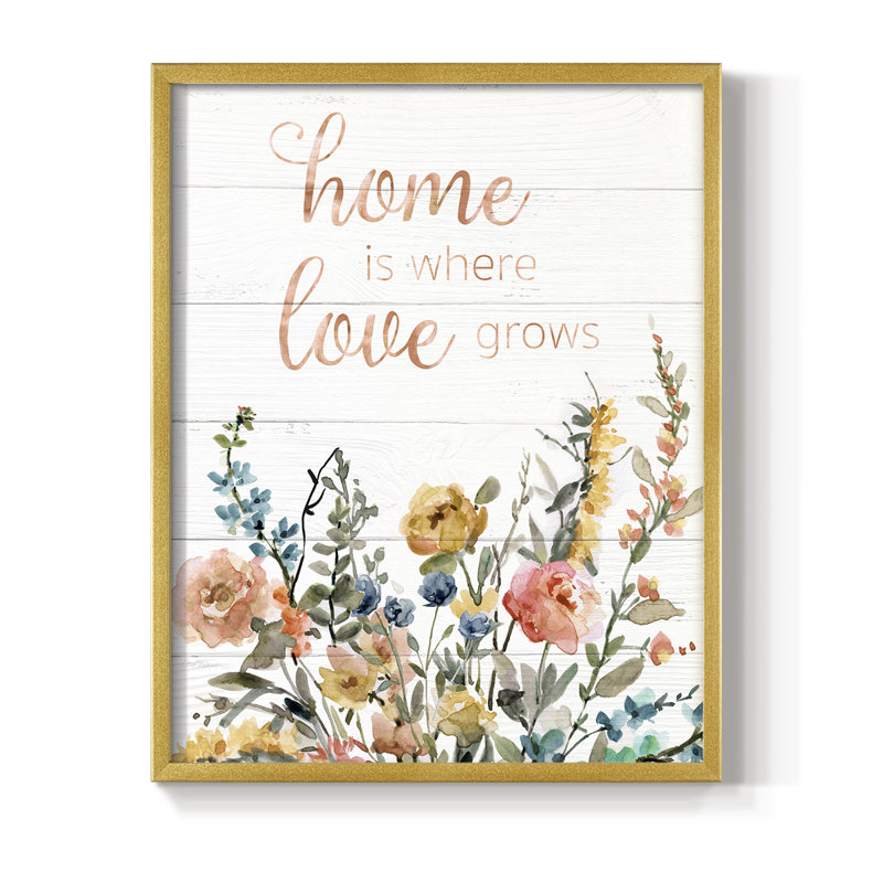 Home is Where Love Grows, reproduction encadrée - bois massif, H 30 po x l 24 po, Doré