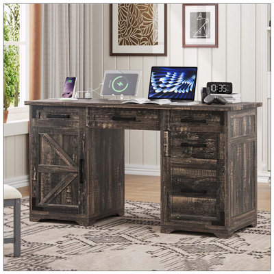 Bureau de direction 55 po avec station de charge et prise de courant