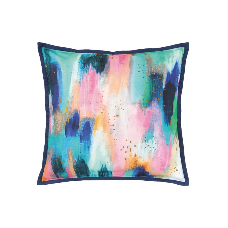 Vibrant Multicolor Cotton Blend Abstract Throw Pillow