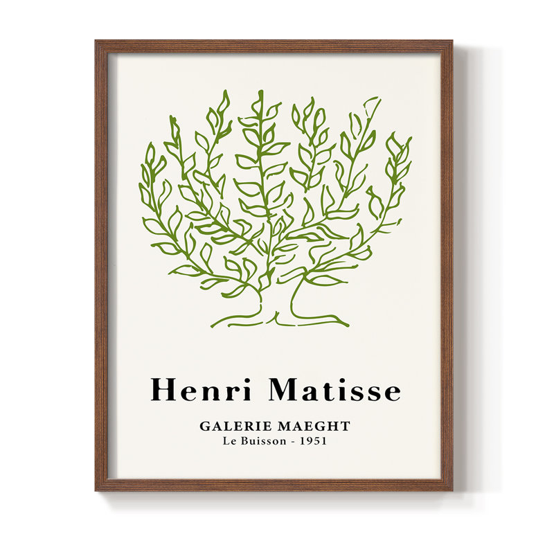 Matisse CXV, reproduction encadrée - bois massif, H 20 po x l 16 po, Brun