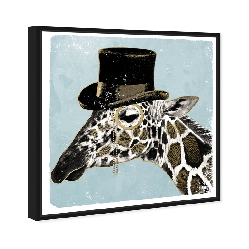 «Animals Gentleman Giraffe Zoo and Wild Animals», impression, H 16 po x l 16 po x 1,5 po, Toile avec cadre noir