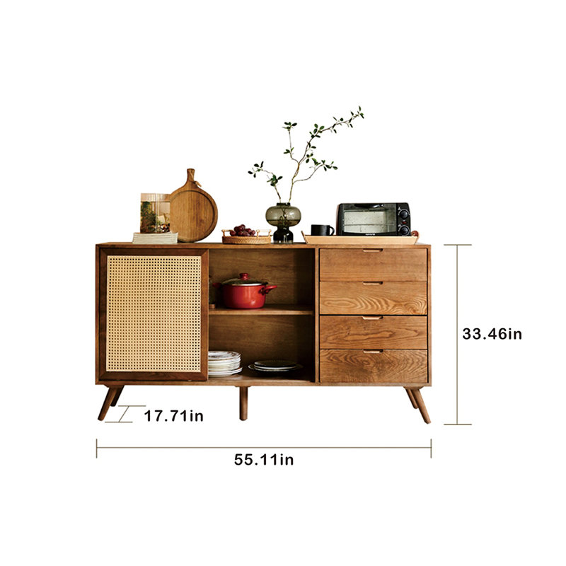 Buffet en bois massif Bouziane, H 33,46 po x l 55,11 po x P 17,71 po