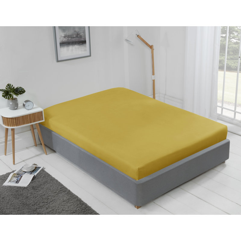 Kirke Flannel Fitted Sheet, Yellow, Kingsize (5')