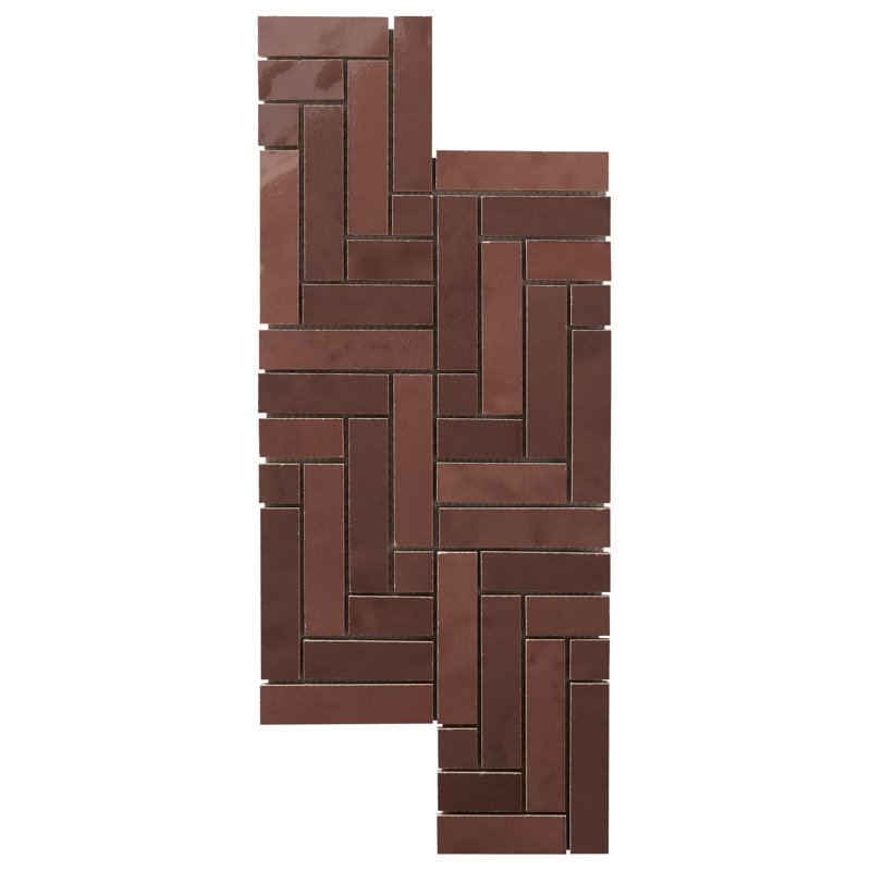 Zelora 1" Glossy Ceramic Mosaic Wall Tile, Chestnut Brown
