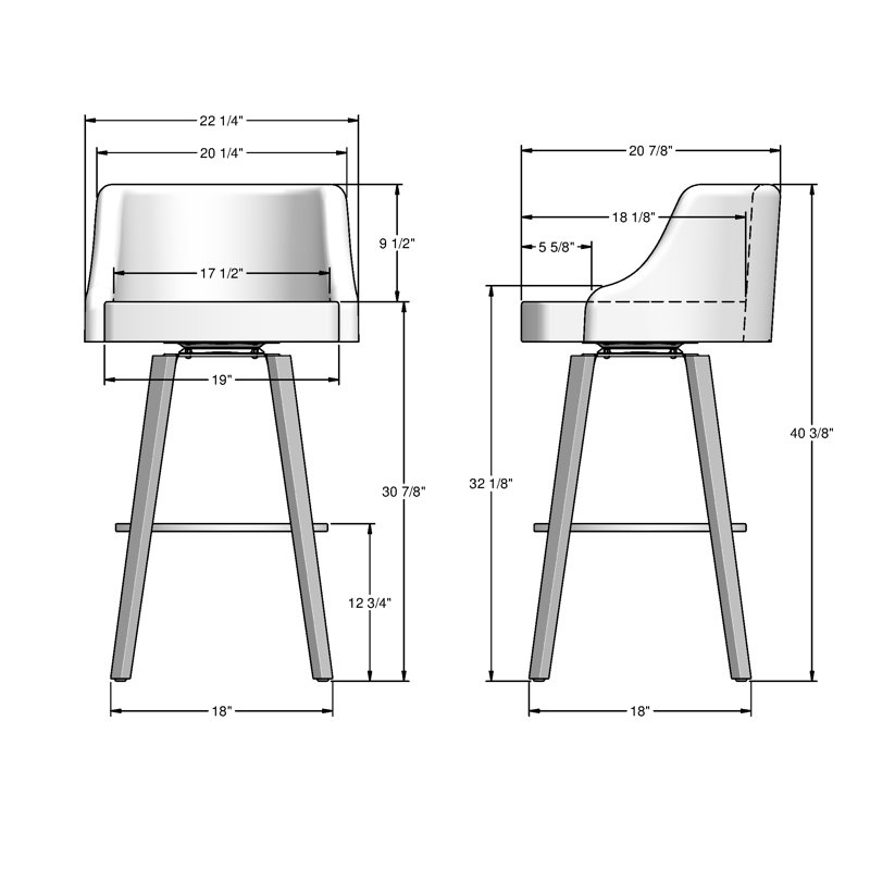 Abasi-Ima Swivel Counter & Bar Stool, Bar Stool (30.88" Seat Height), Light Gray-Beige PVC / Gray-Brown Frame