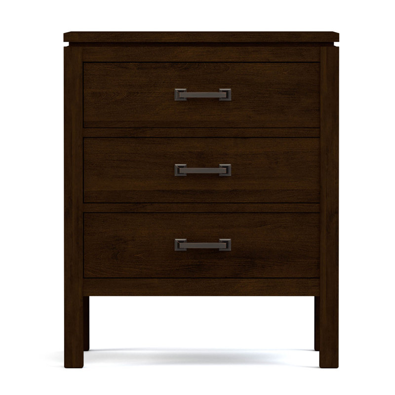Origins 3 - Drawer Solid Wood Nightstand, Bronze