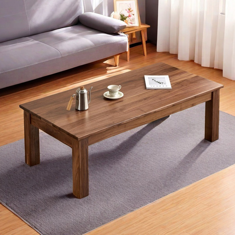 Rectangular solid wood coffee table, 17.7" H x 47.2" L x 23.6" W, Dark Walnut
