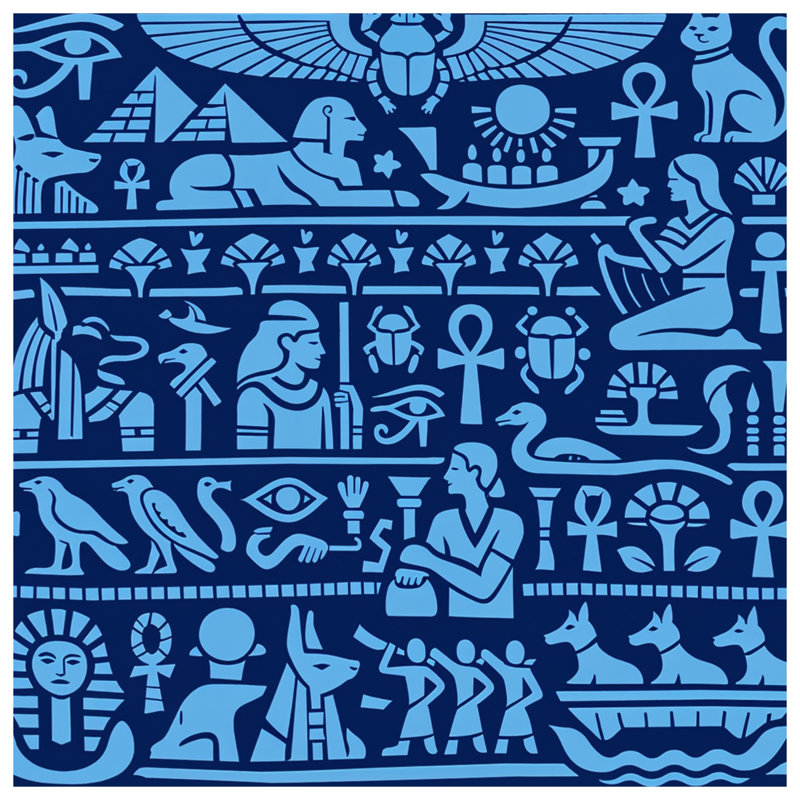 Héroglyphes égyptiens avec housses de couette, Queen
