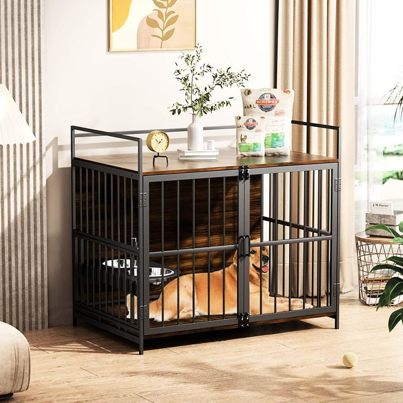 Meuble pour chien de 41 po, robuste et pour grands chiens avec cage de rangement pratique