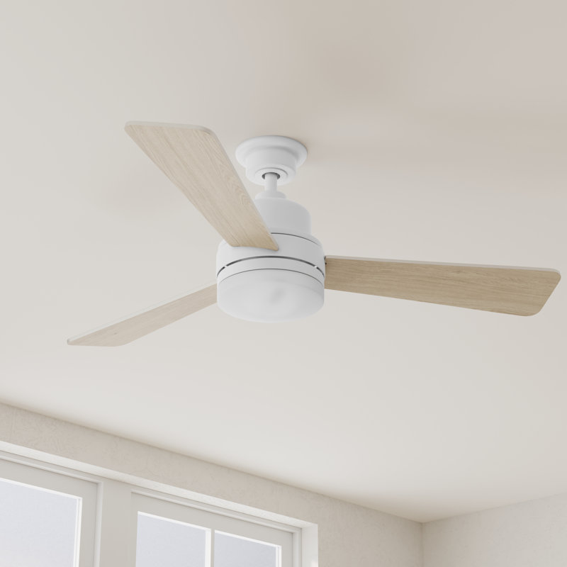 Trevina 52" White LED Ceiling Fan with Reversible Natural Cherry/White, White, White, Natural Cherry