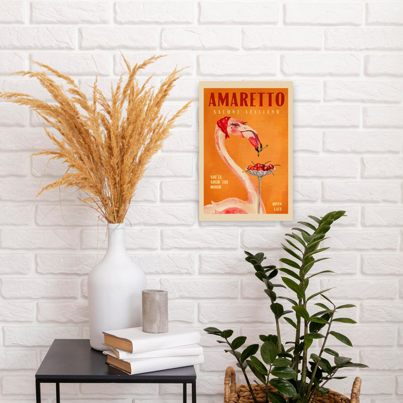 Flamant rose, nuit rétro, H 18 po x l 12 po