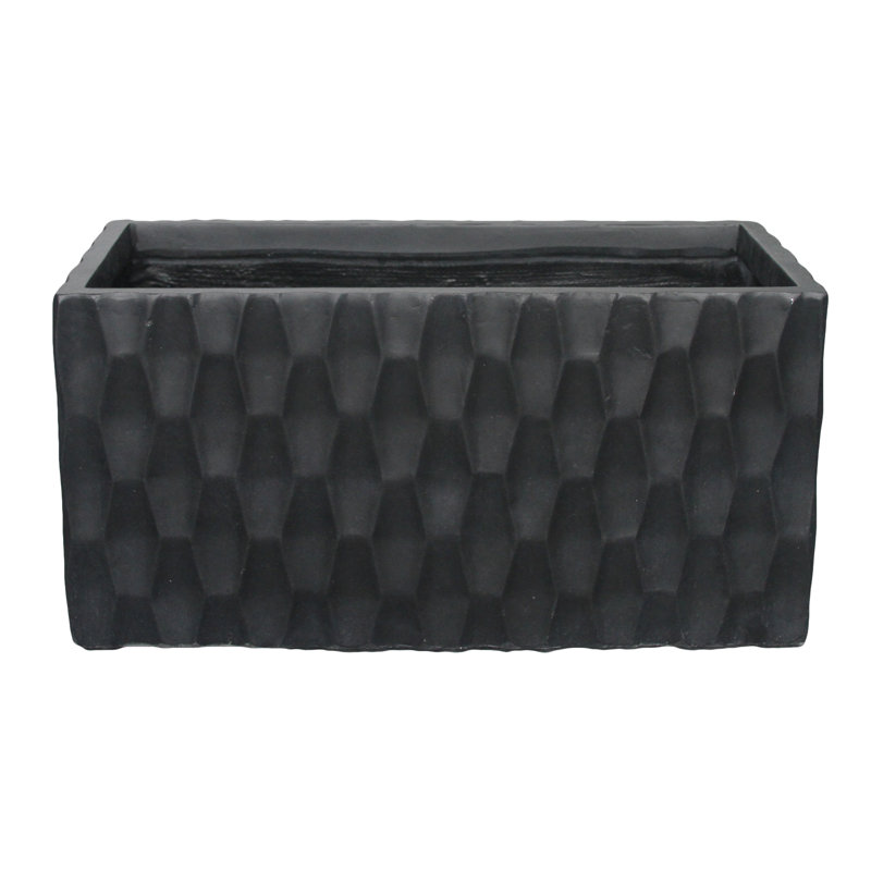 Boîte à fleurs en béton Wankowski, H 11,8 po x l 11,8 po x P 24 po, Noir bruni