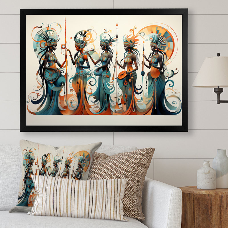 Native Art Kokopellis Melodies I Framed On Canvas Print, H 12 po x l 20 po x P 1 po, Cadre simple noir
