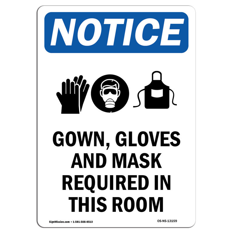 Gown Gloves and Mask Sign