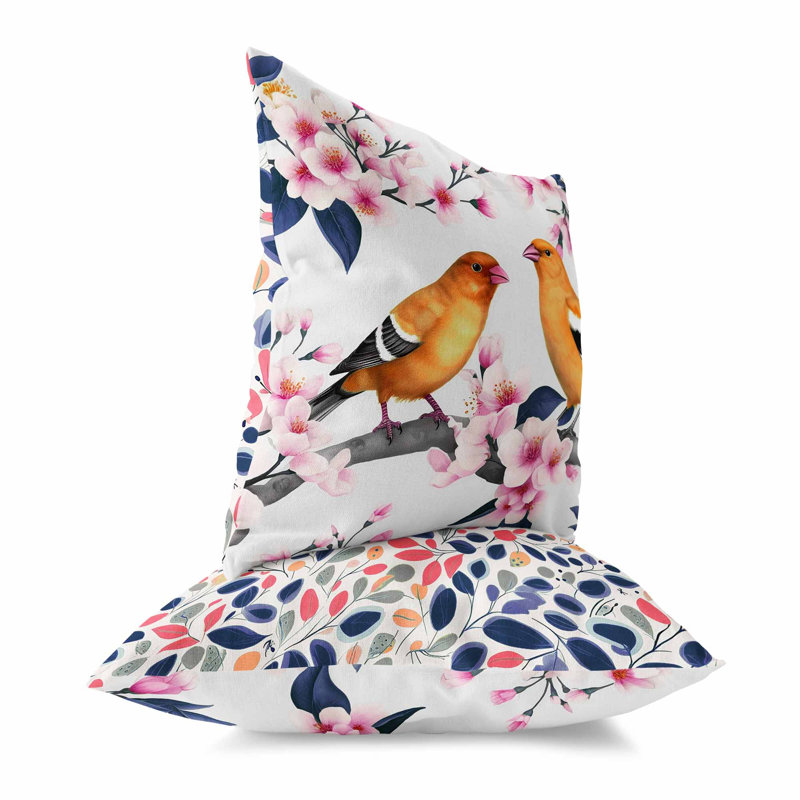 Coussin réversible Goldfinch Haven, Rose / orange / bleu marine, H 16 po x l 16 po