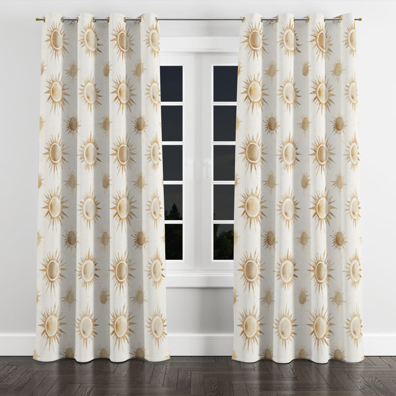Rideaux Boho - rideau à œillets Baburam Starburst - 1 panneau, Gold Grommets, L 52 po x L 63 po