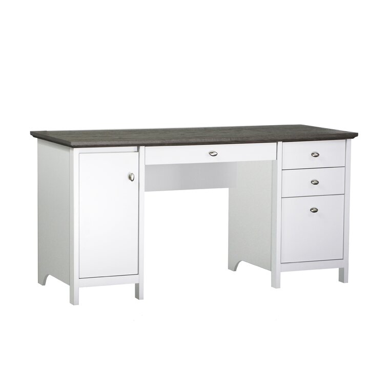 Saint Birch Finley 59-inch Writing Desk, White/Gray Oak