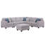 Canapé modulaire en lin gris réversible en L 7 pièces de 34,25 po x 26,5 po, H 17,75 po, porte-gobelets intégrés, 6 coussins décoratifs, siège de 17,75 po de hauteur, 23 po de profondeur, 24,25 po de hauteur de bras en lin, 125 po de largeur, profondeur