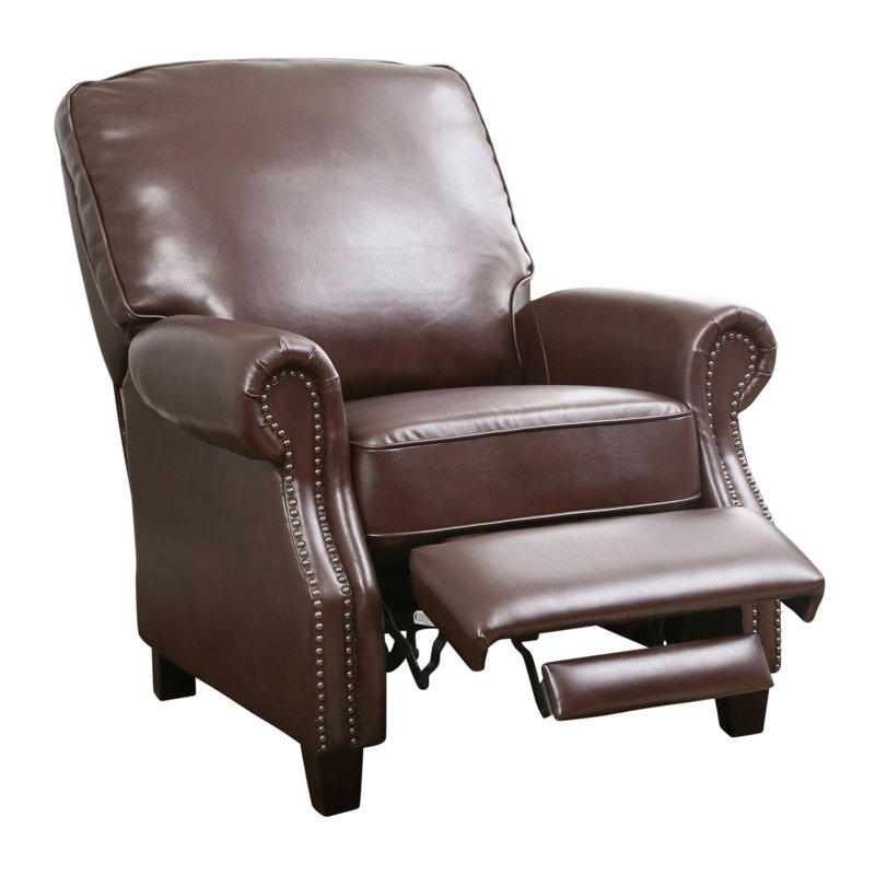 Hoopeston 33.6'' Wide Faux Leather Manual Club Recliner, Brown Faux Leather